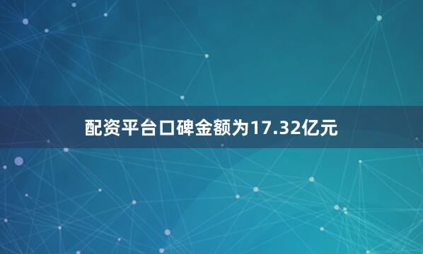 配资平台口碑金额为17.32亿元